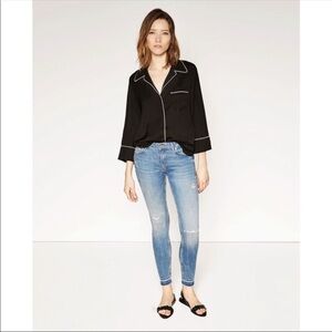 Zara Blue Light Wash Distressed Skinny Jeans 2